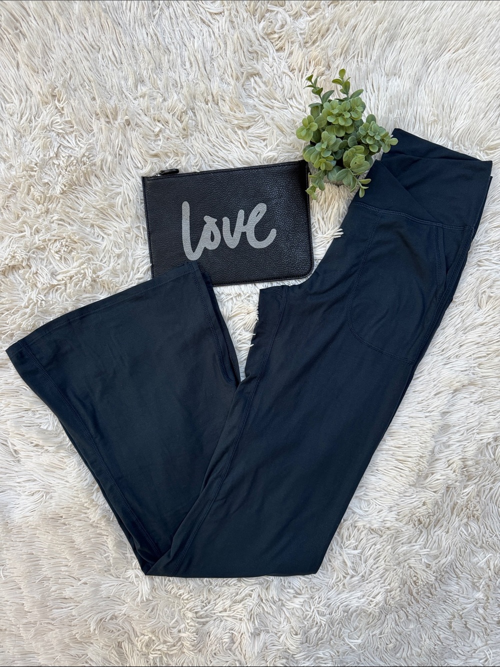 Rae Mode NWOT Cross-Waist Butter Flare Leggings 💗 Teal Blue